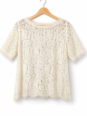 Anthropologie Vanessa Virginia Lace Top Cream Boho Romantic Blouse Small Vintage